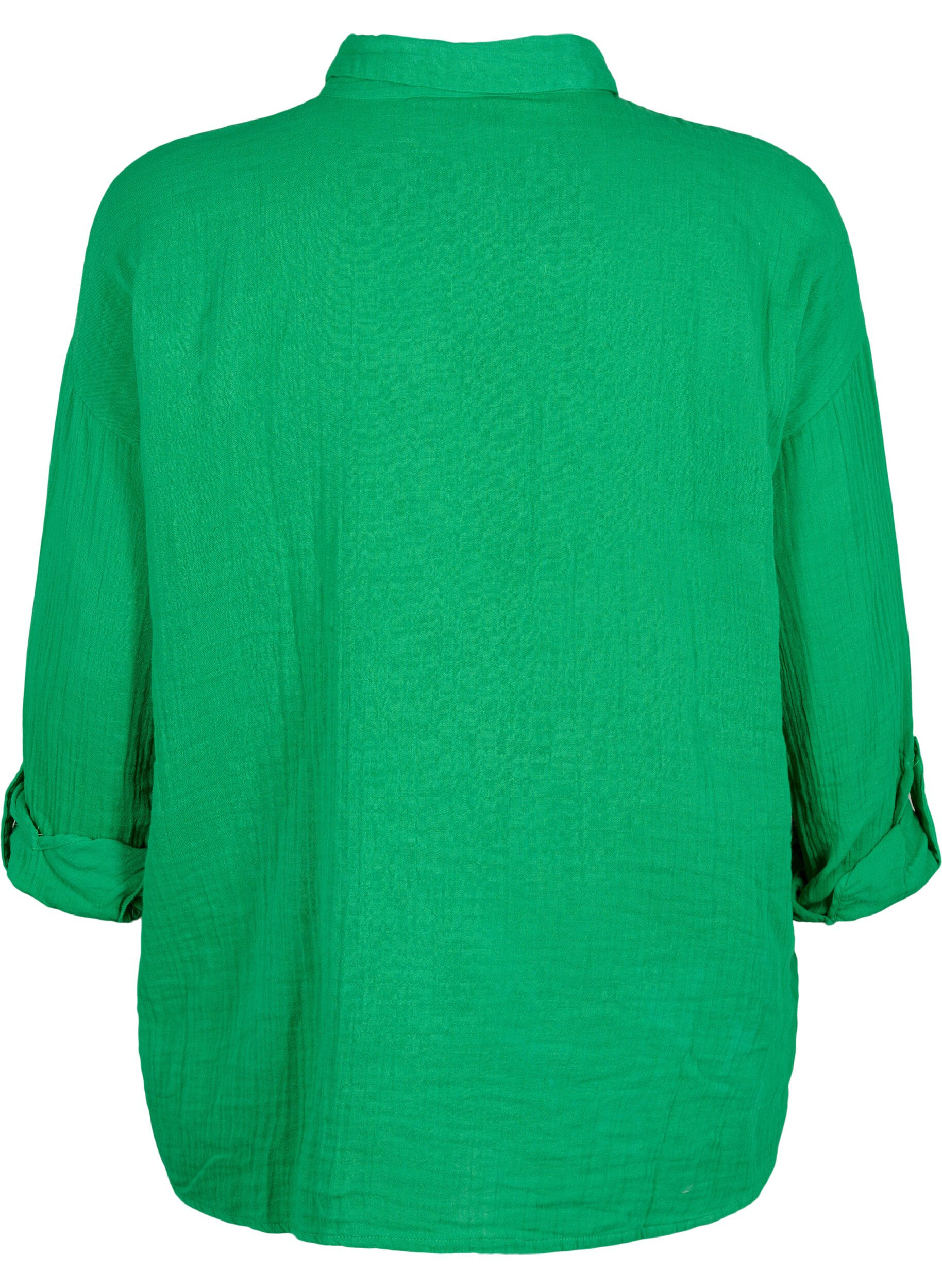Zizzifashion Shirt with cotton muslin collar, Jolly Green, Packshot image number 1