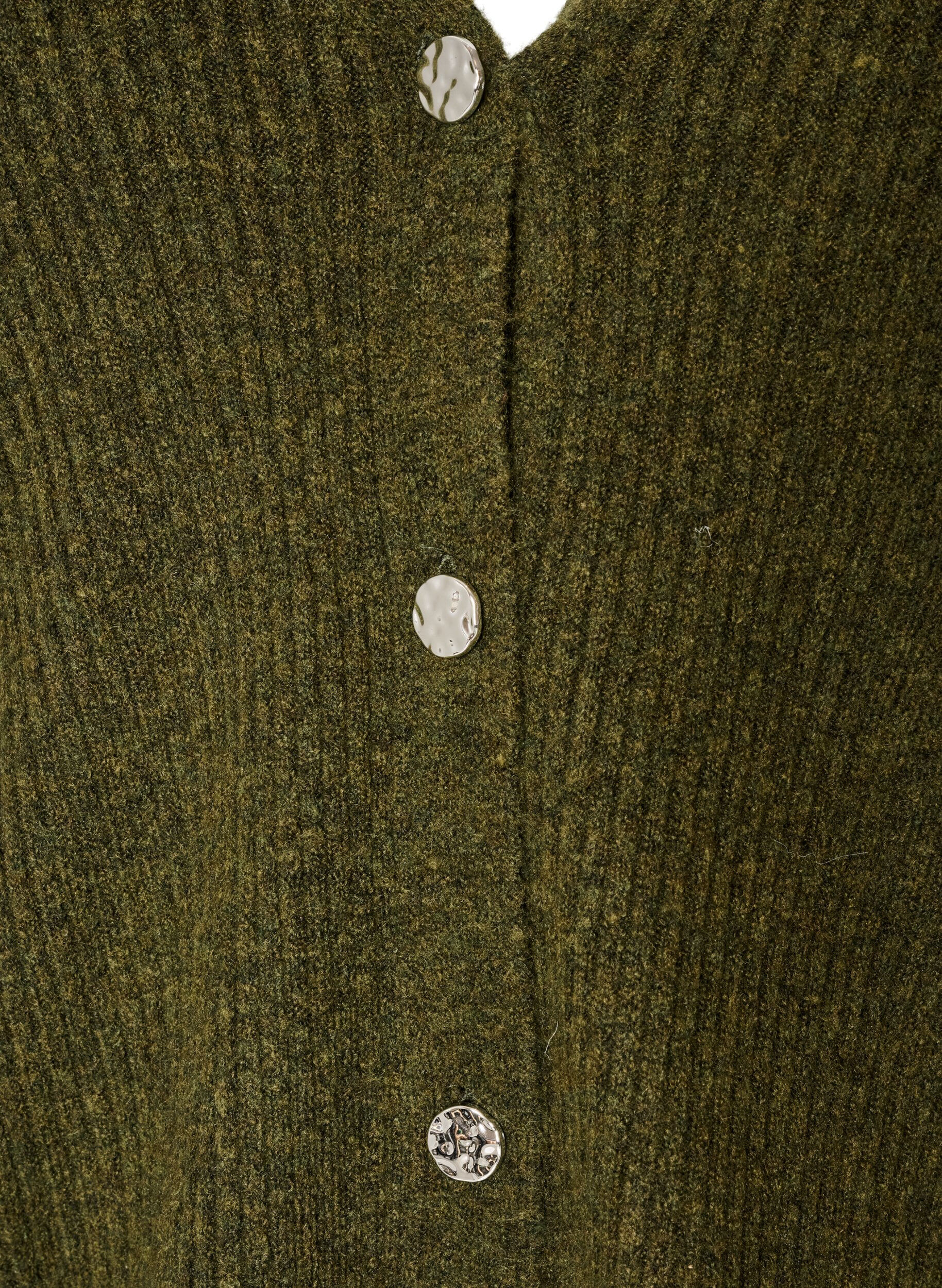 ZizzifashionCardigan with V-neck and ribbed texture, Green, Packshot image number 2