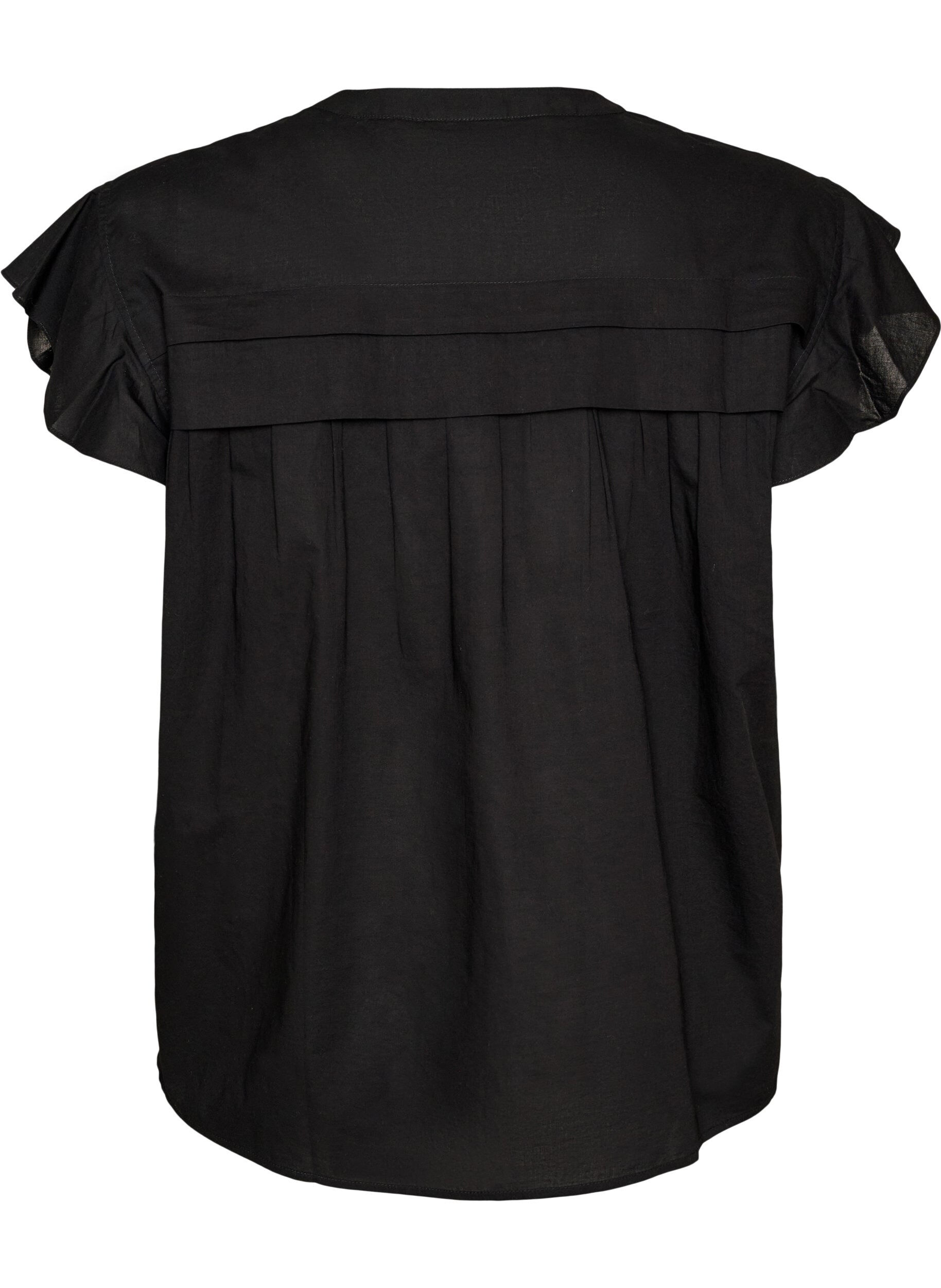Zizzifashion Sleeveless A-line cotton shirt blouse, Black, Packshot image number 1