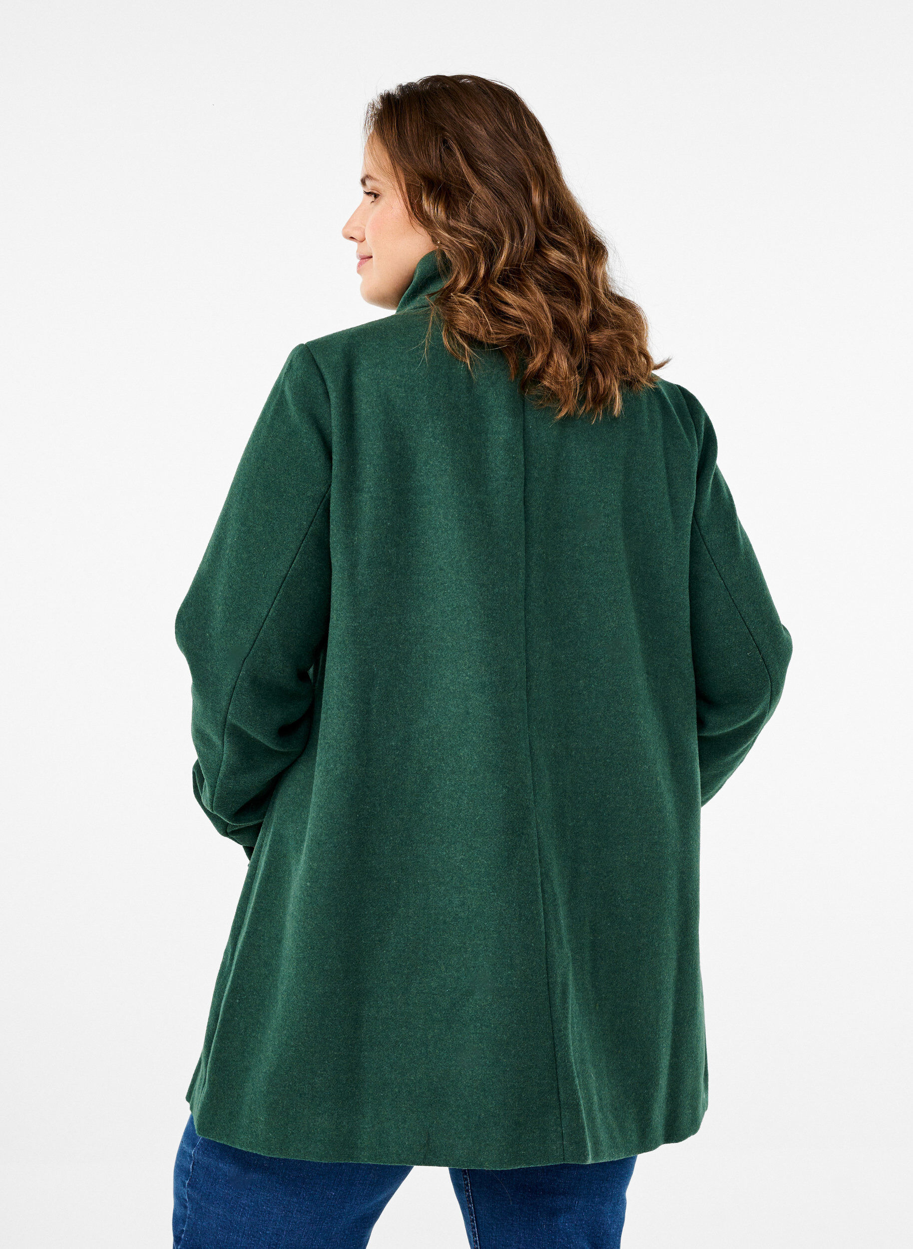 Zizzifashion Short A-line coat, Trekking Green Mel., Model image number 1
