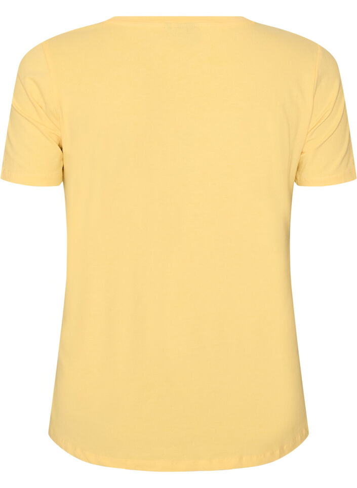Basic plain cotton t-shirt, Yellow, Packshot image number 1