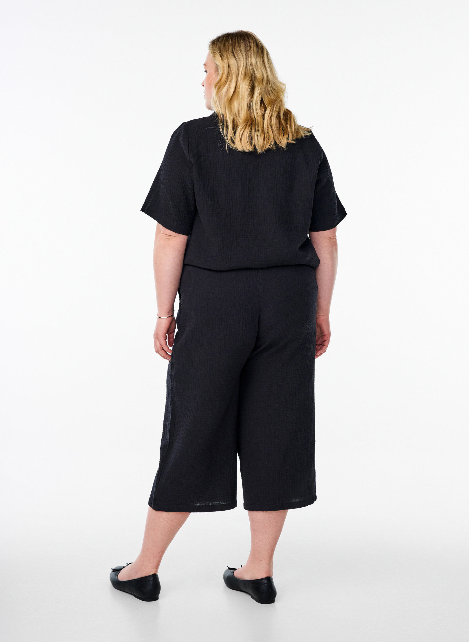 Zizzifashion Culotte trousers with a high waist, Black, Model image number 1