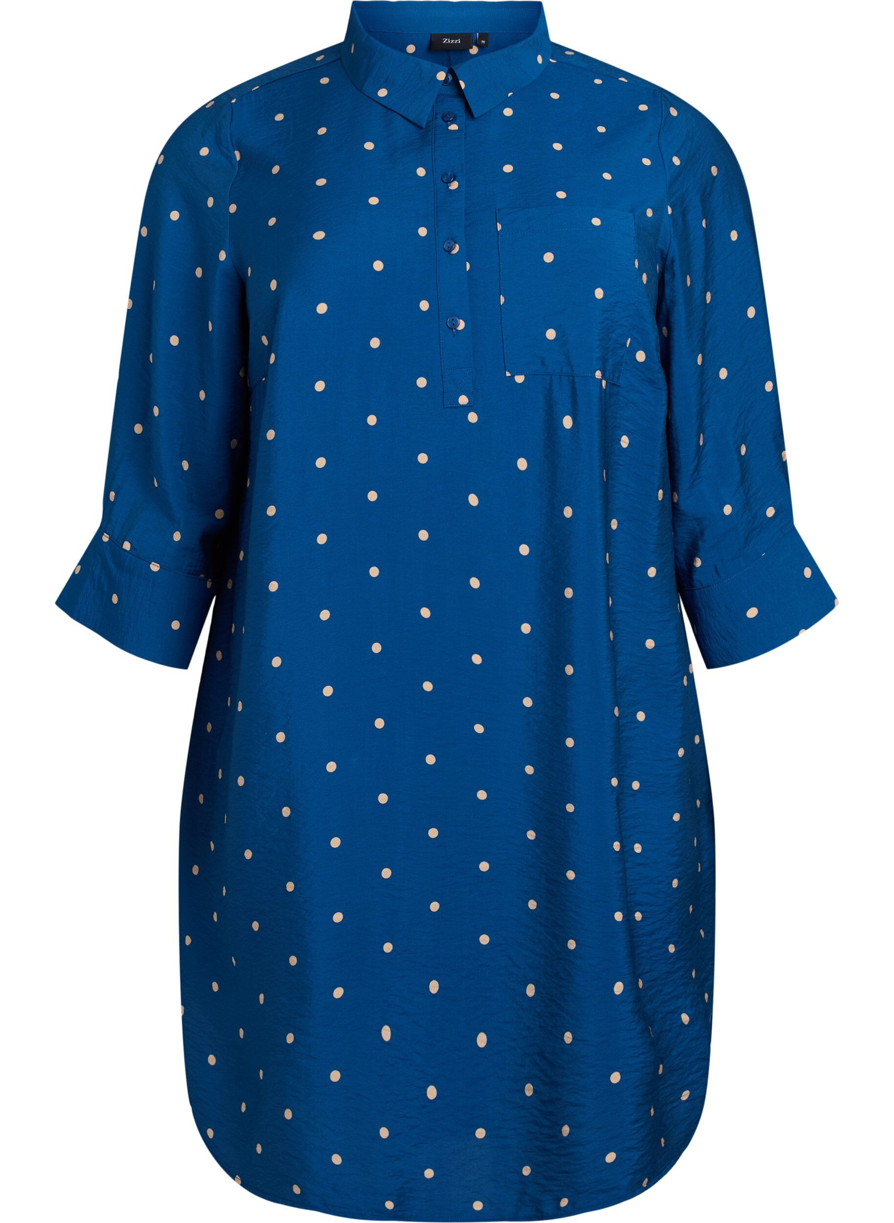 ZizzifashionShort dress with collar and chest pocket, Blue, Packshot image number 0