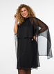 Knee-length chiffon dress with sheer cape, Black, Model image number 3