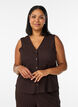 Sleeveless top with a wavy texture and button fastening, Brown, Model image number 0