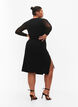 Midi skirt with slit and ruched effect, Black, Model image number 1