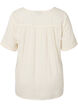 Cotton blouse with embroidery and short sleeves, Buttercream, Packshot image number 1