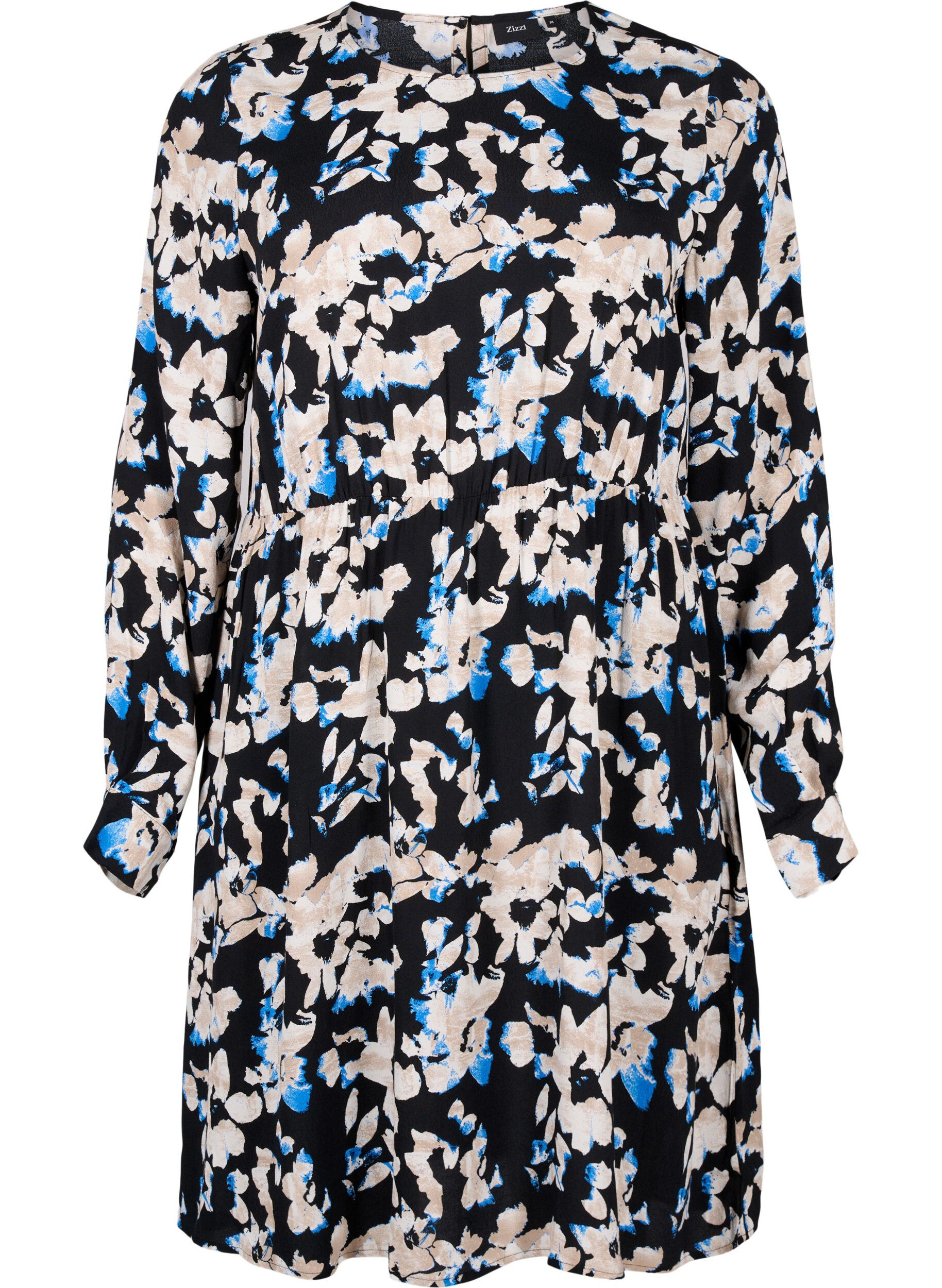 Zizzifashion Viscose dress with print and long sleeves, Black, Packshot image number 0