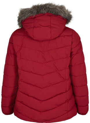 Short puffer jacket with hood, Pomegranate, Packshot image number 1