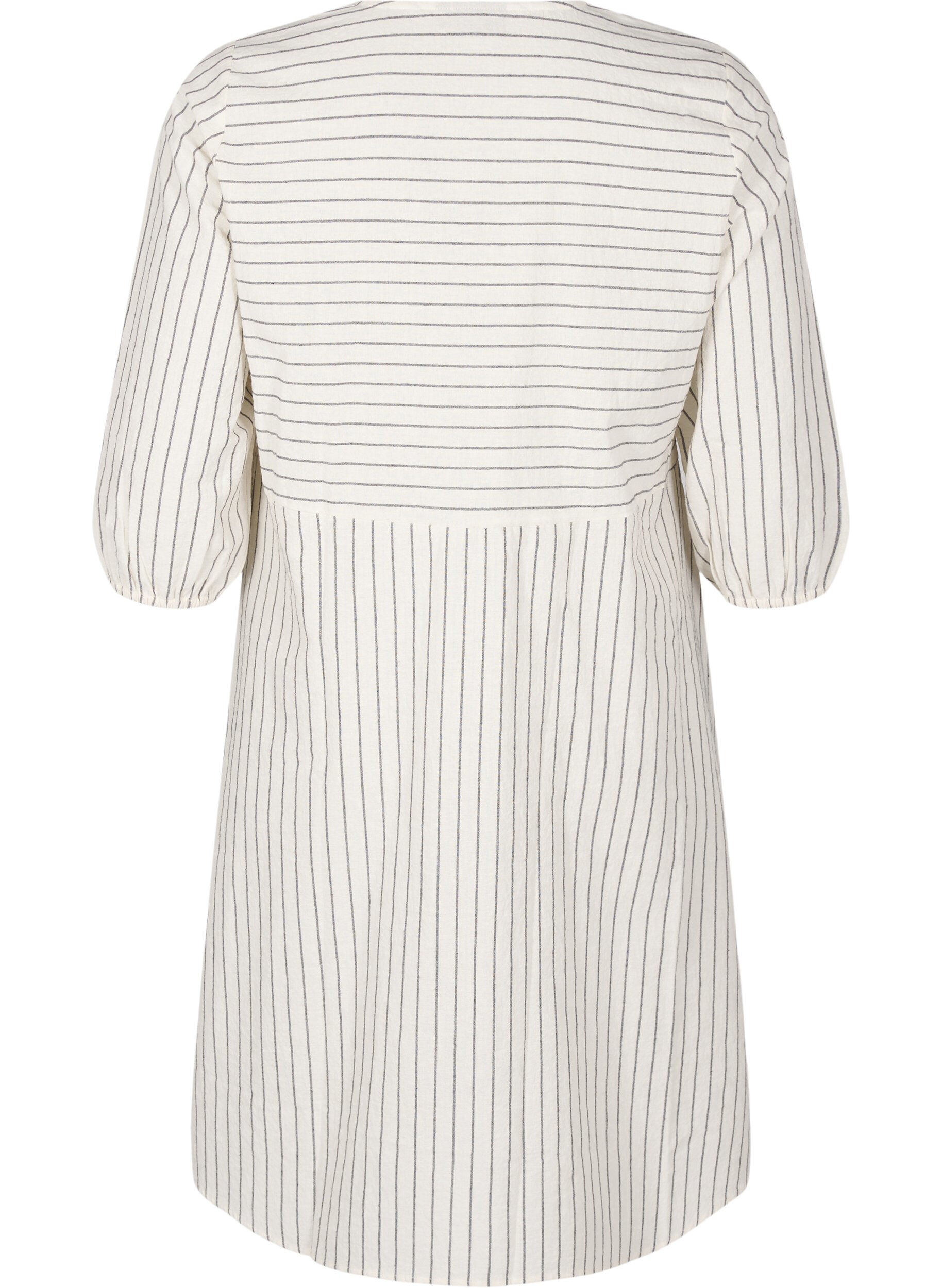Zizzifashion Knee-length dress with stripes and 3/4 sleeves, Vanilla, Packshot image number 1