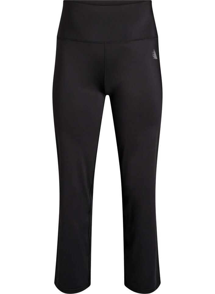 Flared training trousers with high waist, Black, Packshot image number 0