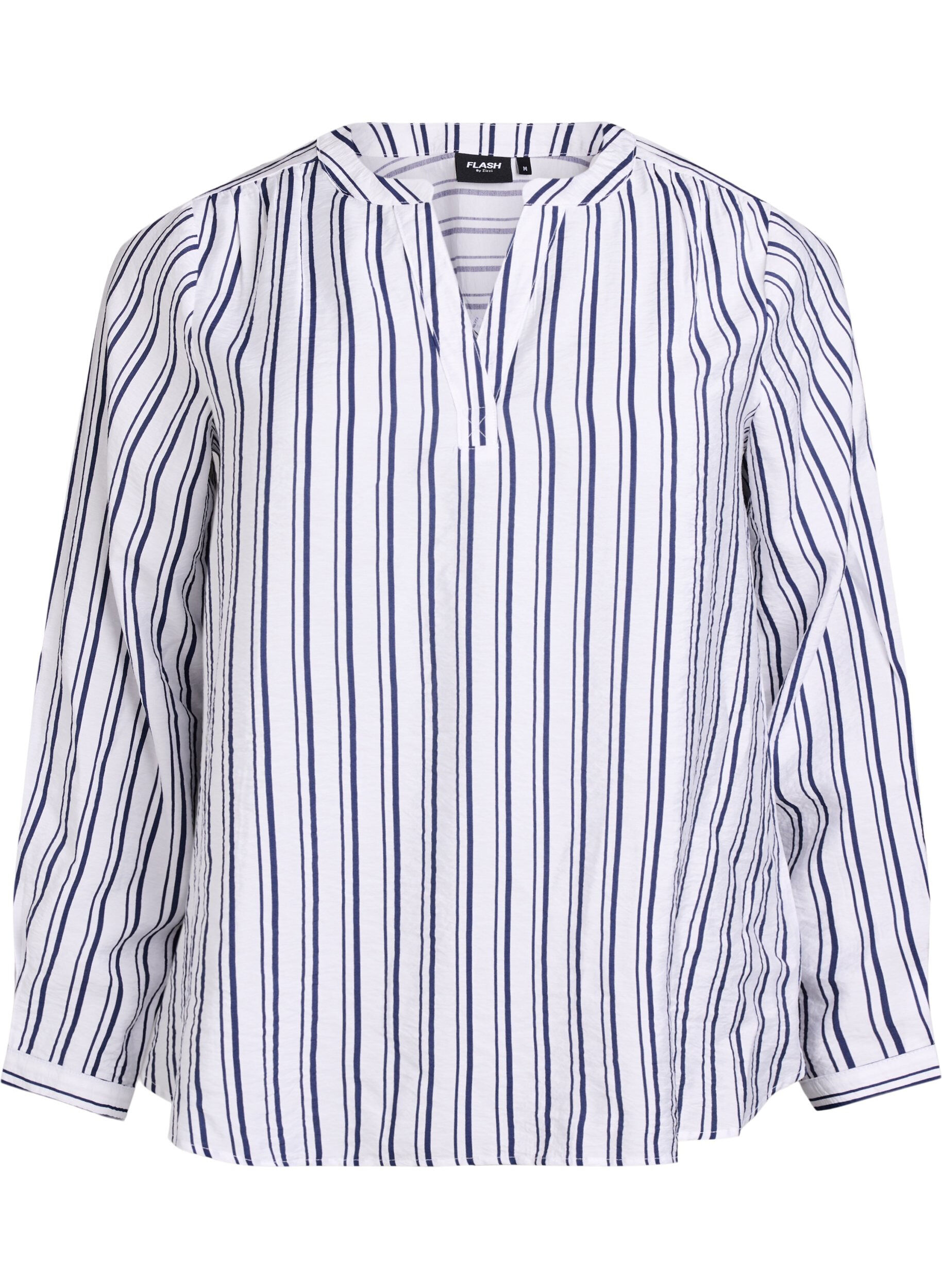 FLASH - Striped shirt blouse with V-neck