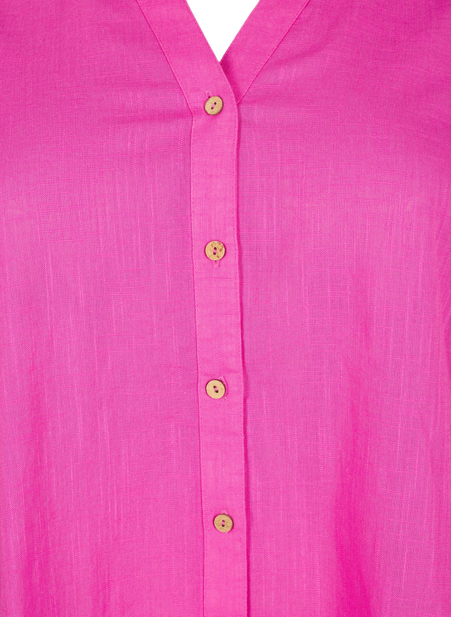 Zizzifashion Cotton shirt blouse with a v-neck, Rose, Packshot image number 2
