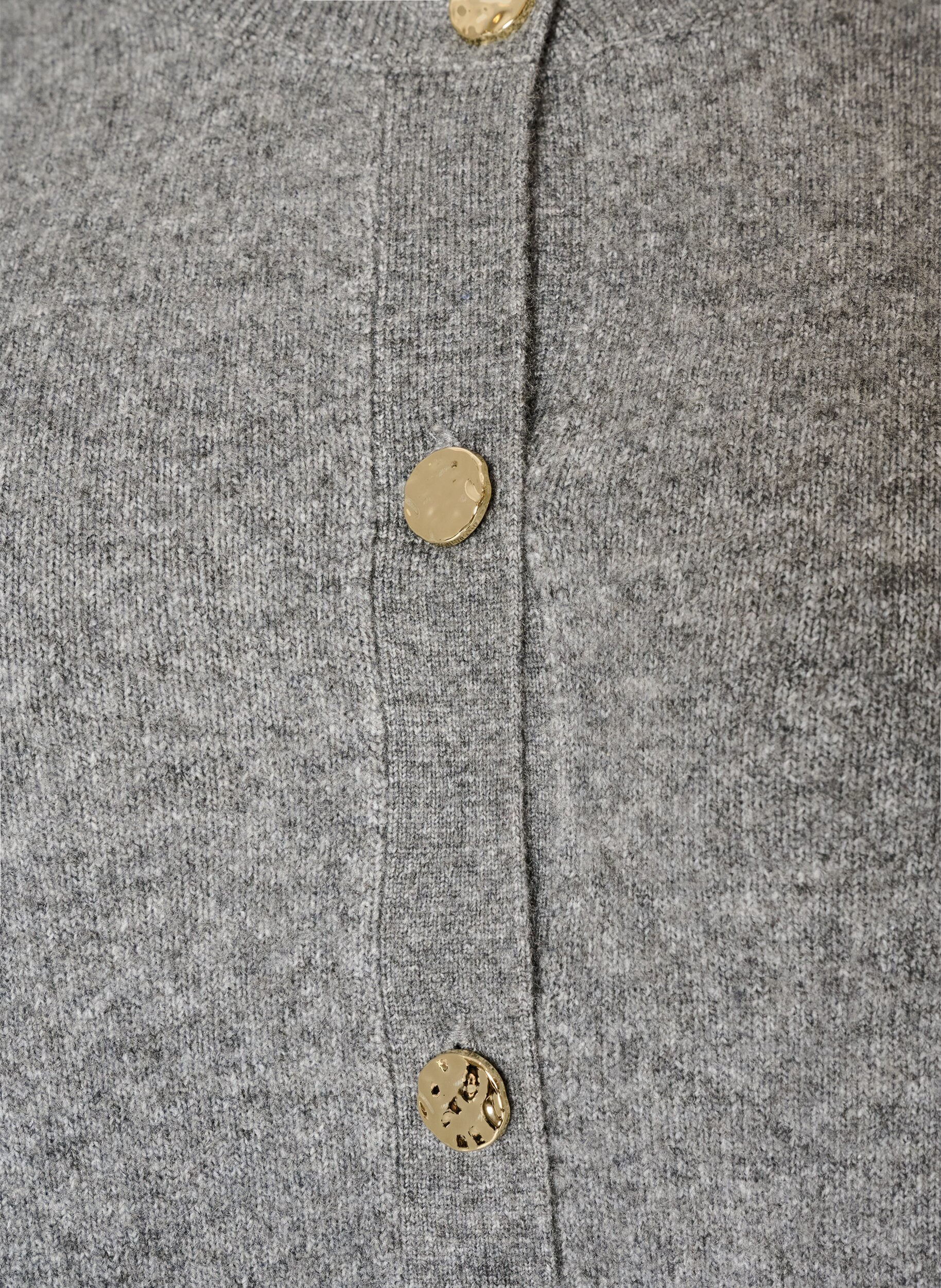 ZizzifashionCardigan in soft knit with gold-coloured buttons, Grey, Packshot image number 2