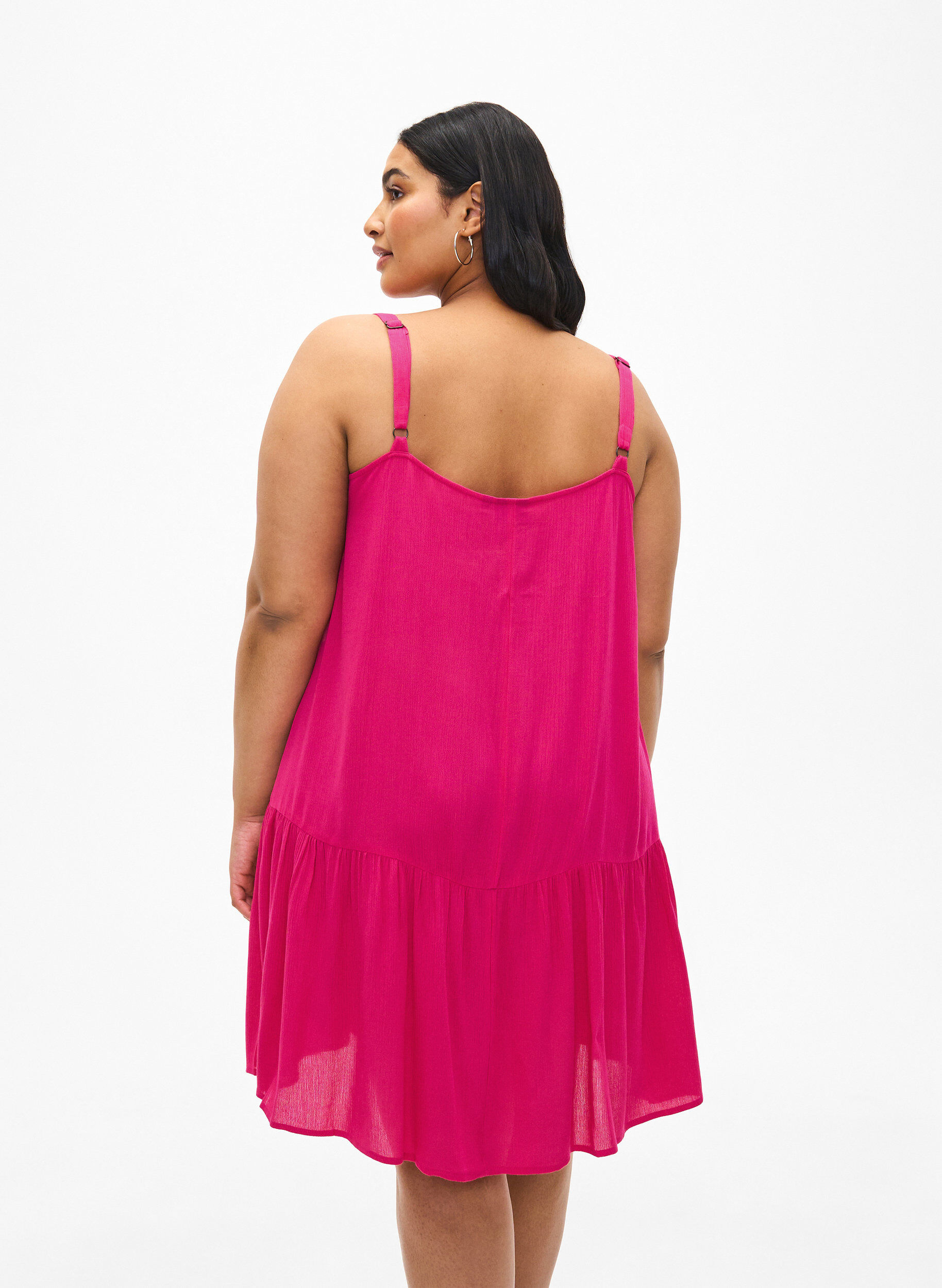 Zizzifashion Viscose summer dress with straps, Raspberry Sorbet, Model image number 1
