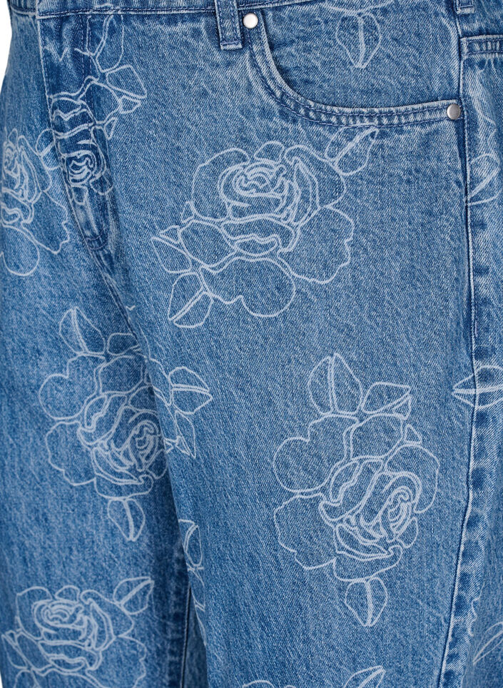 Mille jeans with a floral pattern, Light Blue, Packshot image number 2