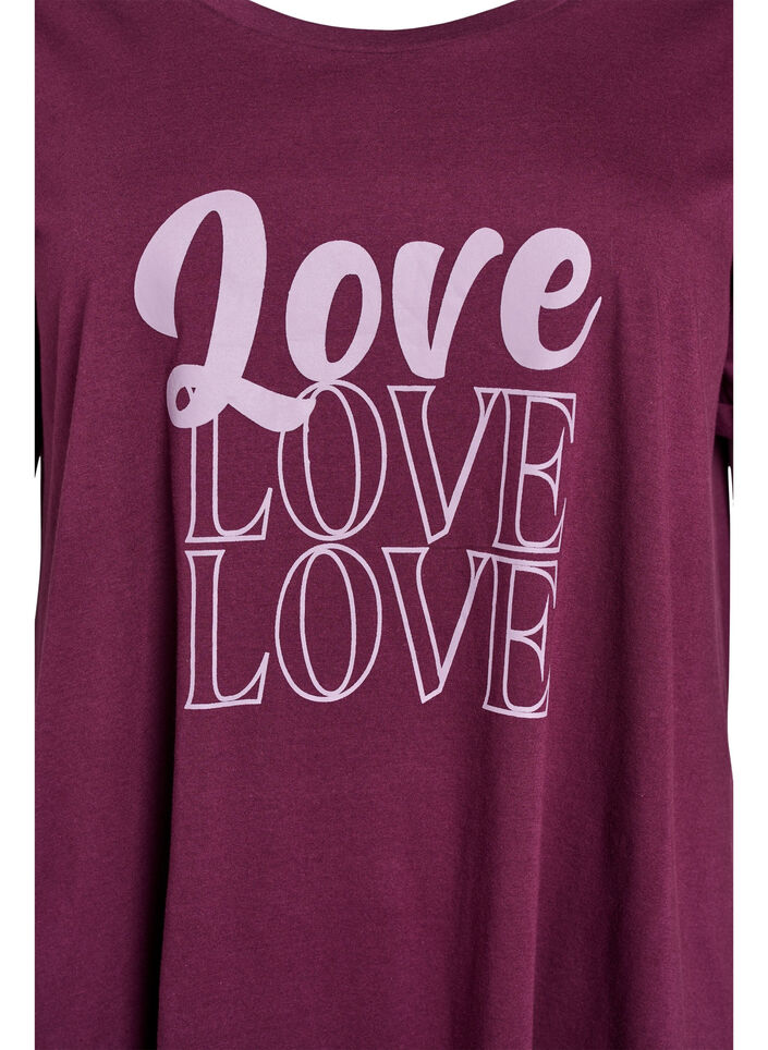 Short-sleeved nightgown in organic cotton, Dark Bordeaux, Packshot image number 2