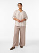 Cotton shirt blouse with V-neck, Beige, Model image number 1