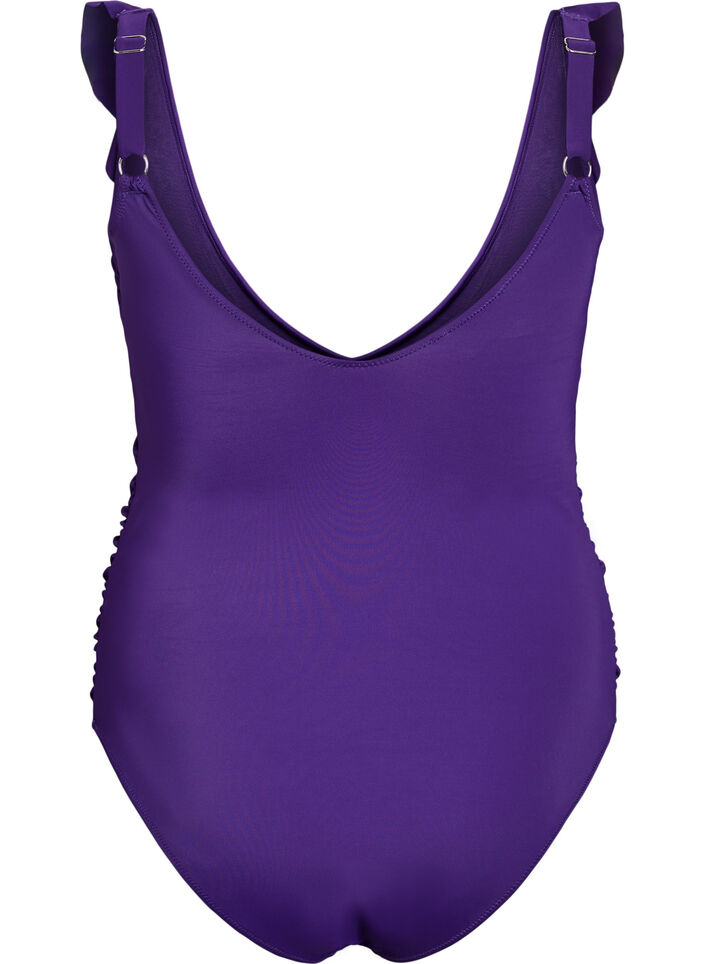 Swimsuit with ruffles and removable padding, Purple, Packshot image number 1