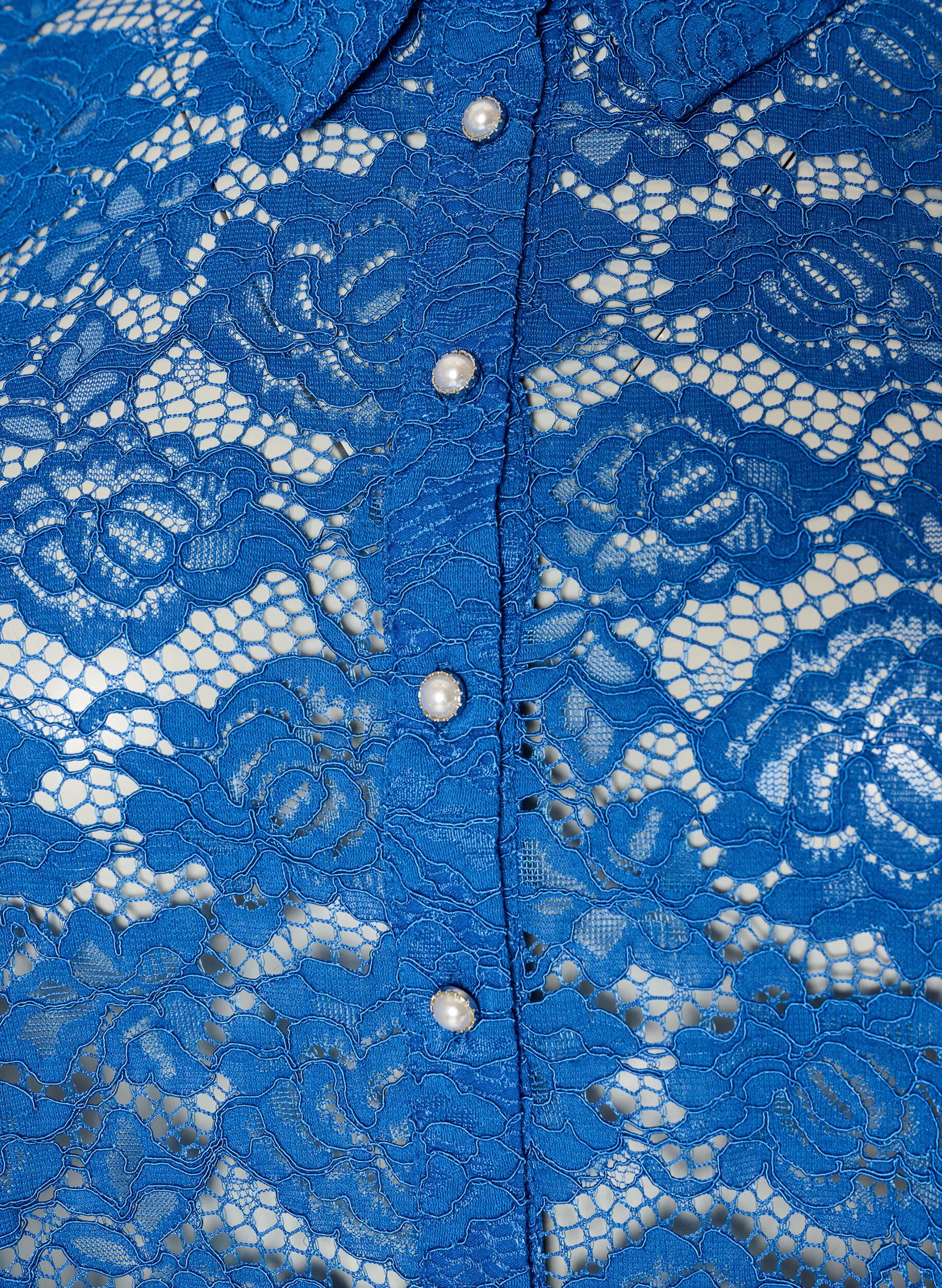ZizzifashionLace shirt with pearl buttons, Blue, Packshot image number 2