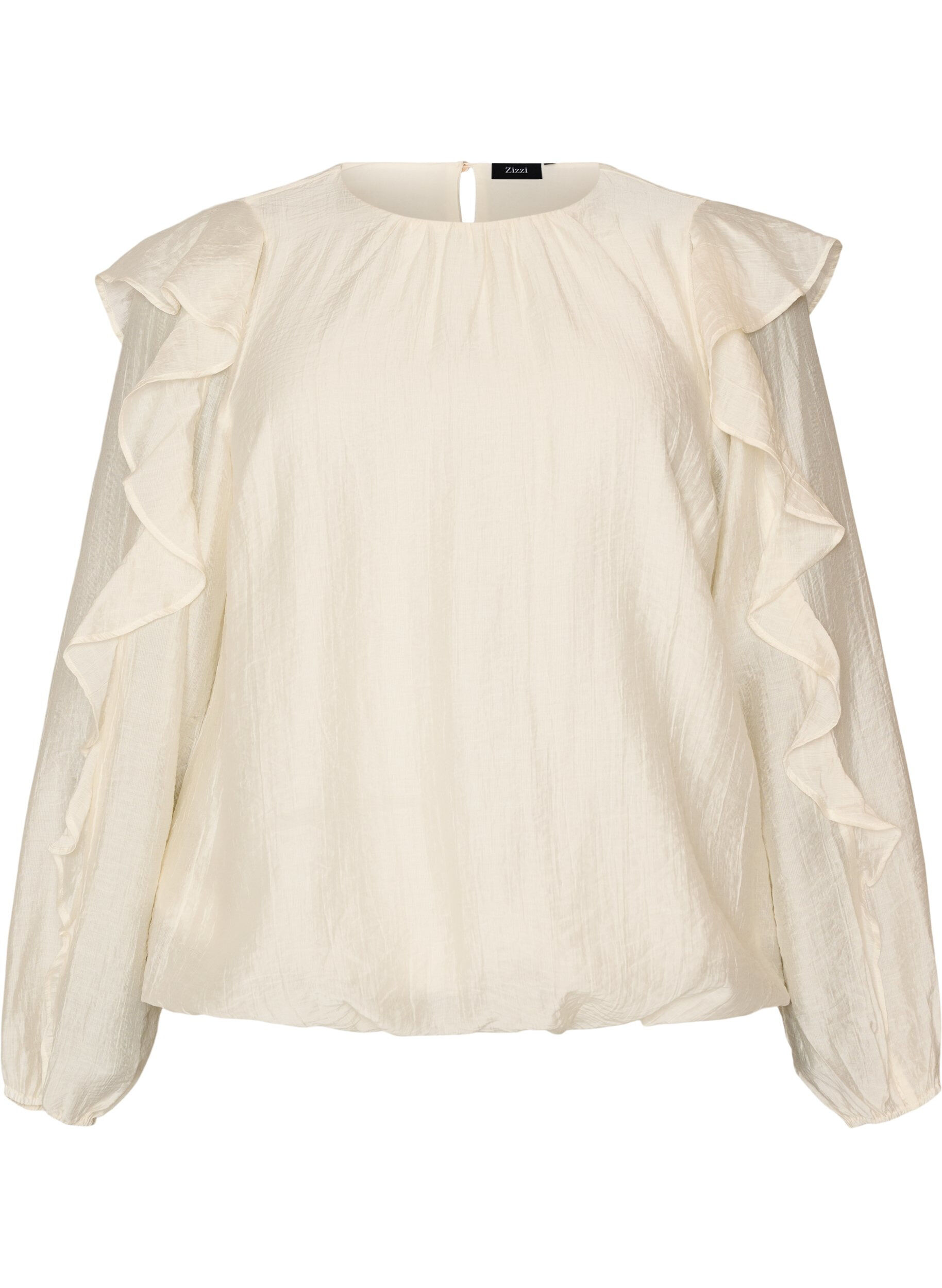 ZizzifashionBlouse with ruffles and balloon shape, Vanilla, Packshot image number 0