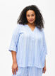 Striped blouse in linen-viscose blend, Light Blue, Model image number 0