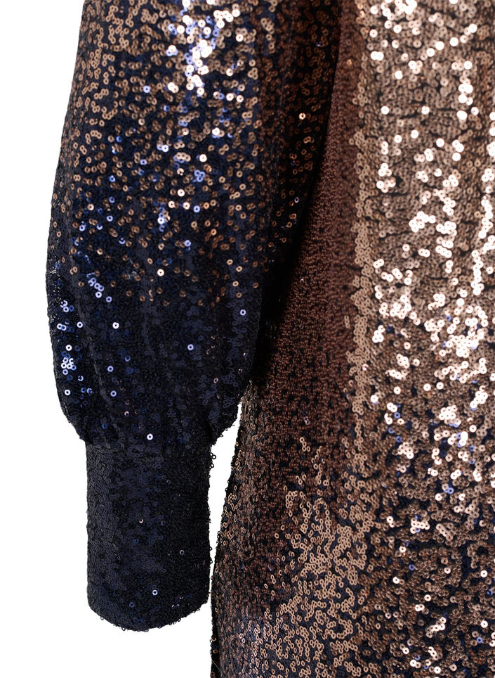 Sequin dress with balloon sleeves, Evening Blue Cobber, Packshot image number 3