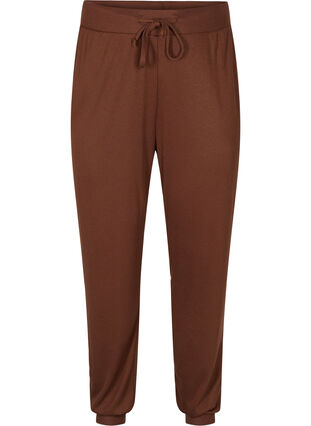 Trousers with side pockets and drawstring, Dark Brown Mel. , Packshot image number 0