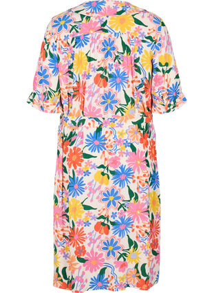 Printed short-sleeved midi dress, Crystal G flower AOP, Packshot image number 1