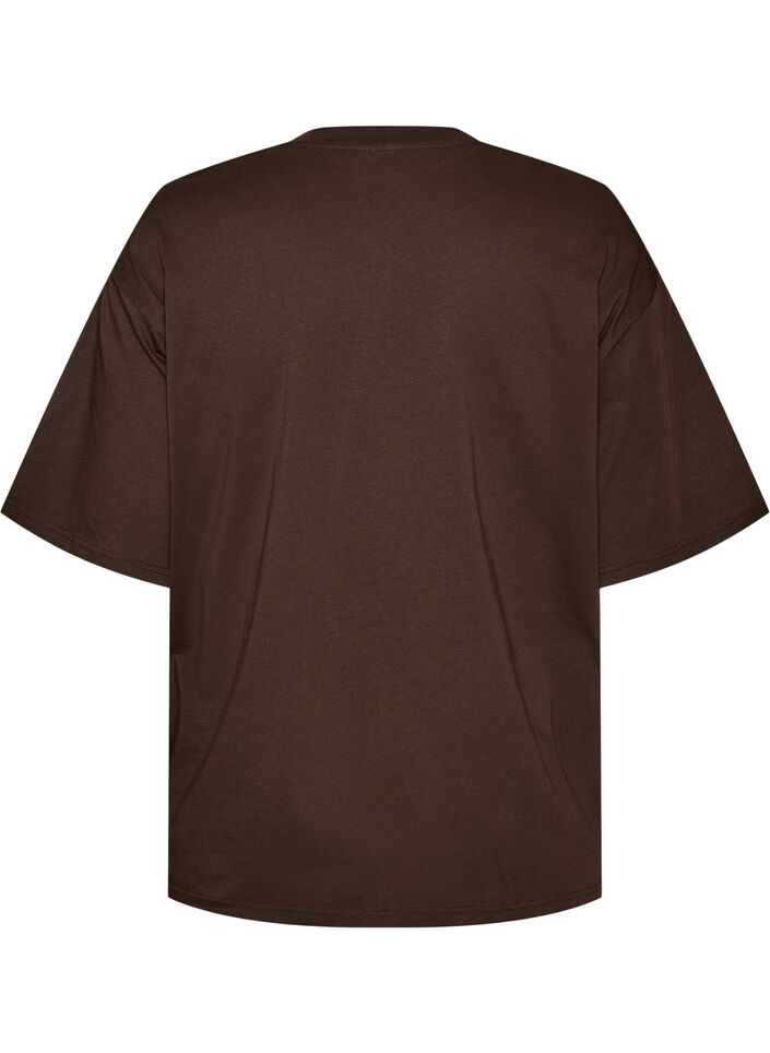 Oversized T-shirt with large photo print, Brown, Packshot image number 1