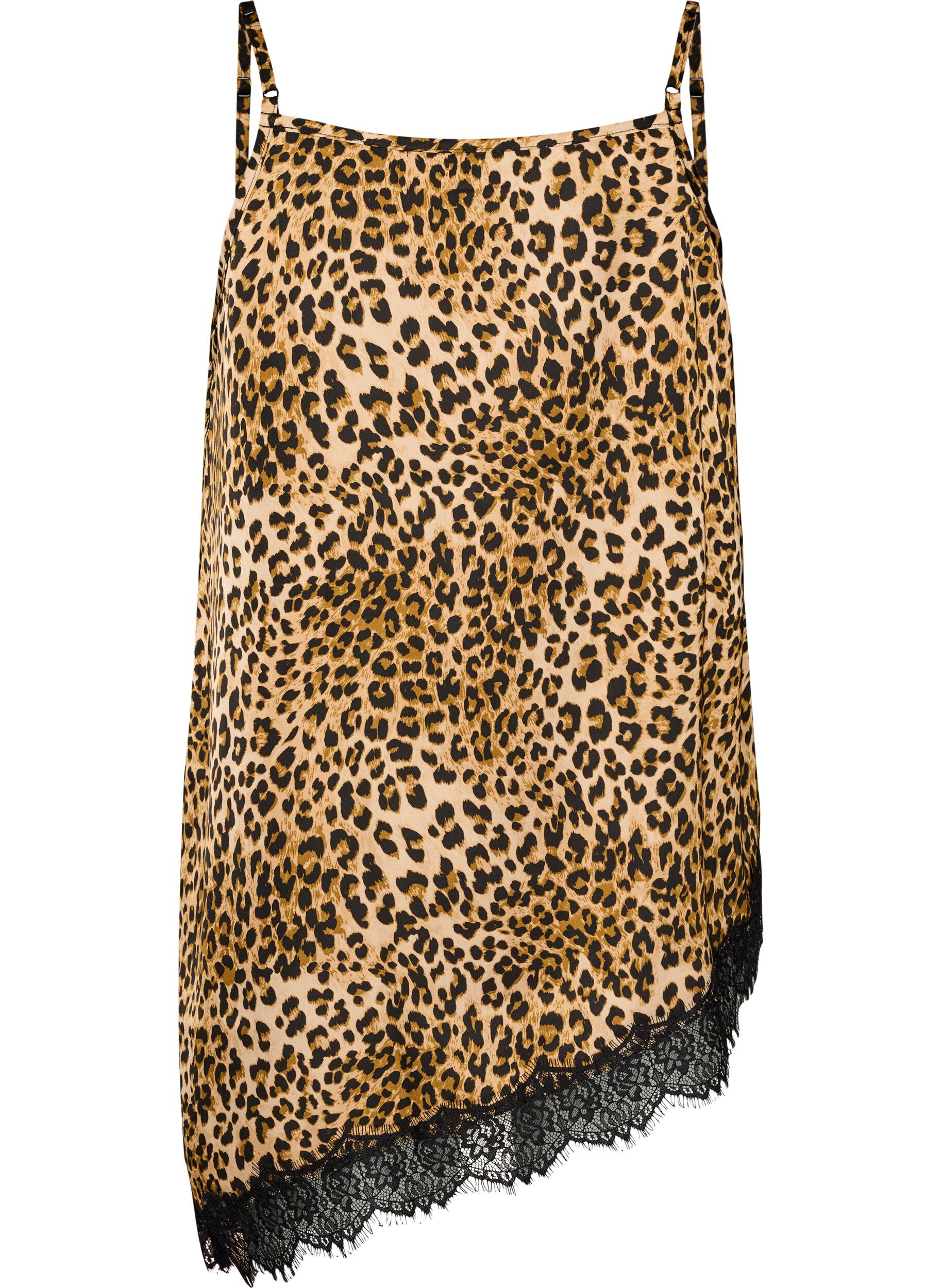 Zizzifashion Strappy top with lace and an asymmetrical hem, Brown, Packshot image number 1
