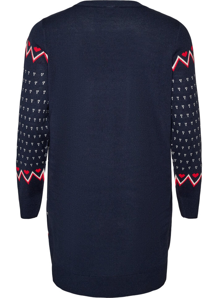 Short knitted dress with Christmas motif, Blue, Packshot image number 1