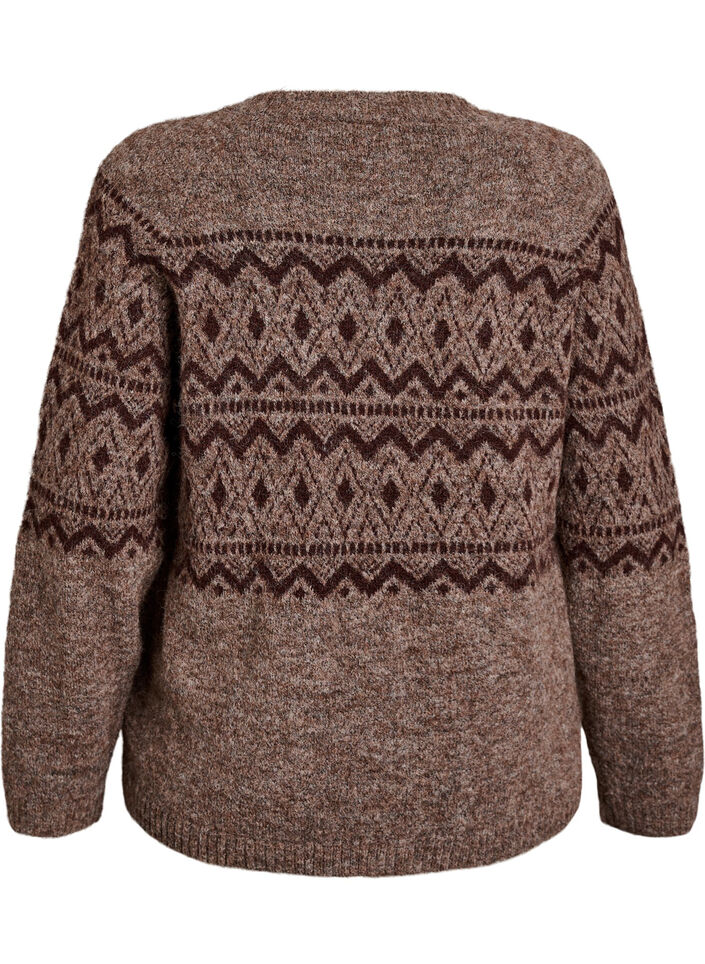 Jacquard pattern cardigan, Brown, Packshot image number 1