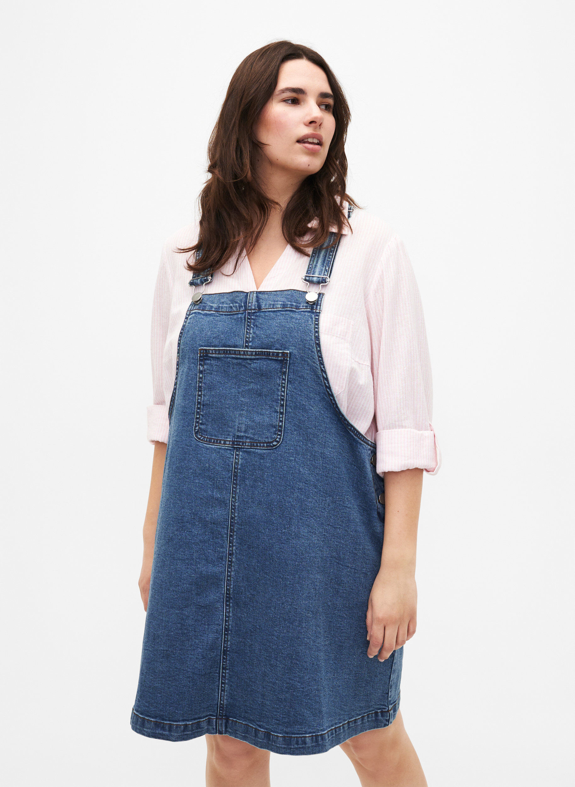 Zizzifashion Shirt blouse with button closure in cotton-linen blend, Rosebloom White, Model image number 0