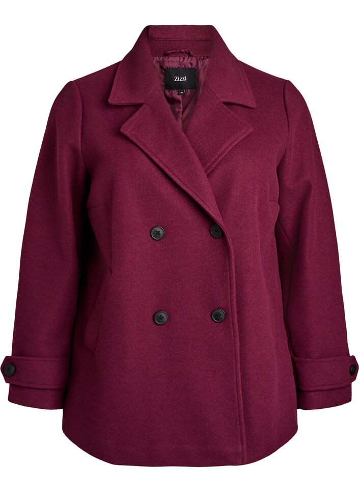 Short coat with double-breasted button closure, Dark Bordeaux, Packshot image number 0