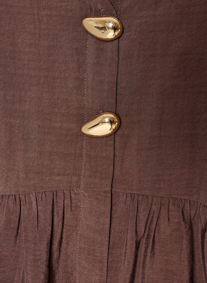 Sleeveless peplum blouse with decorative buttons, Brown, Packshot image number 2