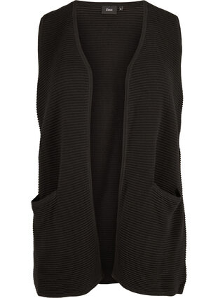 Knitted vest with pockets, Black, Packshot image number 0