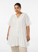 Loose tunic with crinkled texture and ruffle hem, Vanilla, Model image number 0