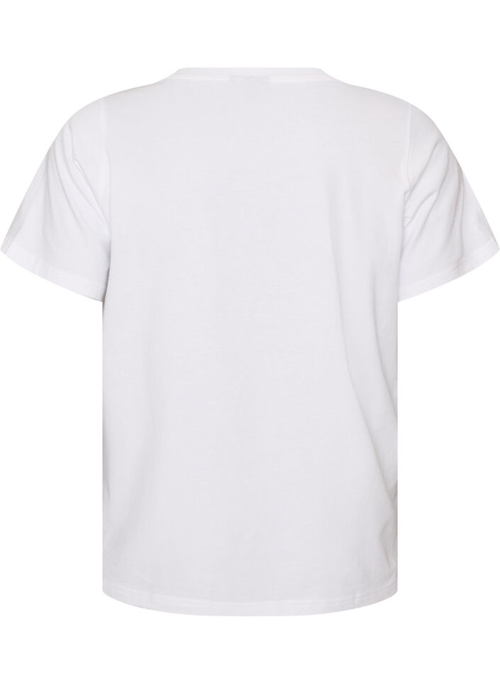 Organic cotton T-shirt with teddy bear motif, White, Packshot image number 1