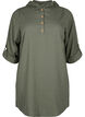 Hooded tunic in cotton and linen, Thyme, Packshot image number 0