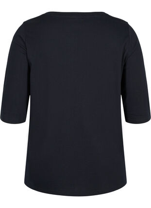 Organic cotton t-shirt with 2/4-length sleeves, Black, Packshot image number 1