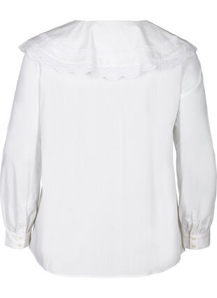 Cotton shirt with a large collar, Bright White, Packshot image number 1
