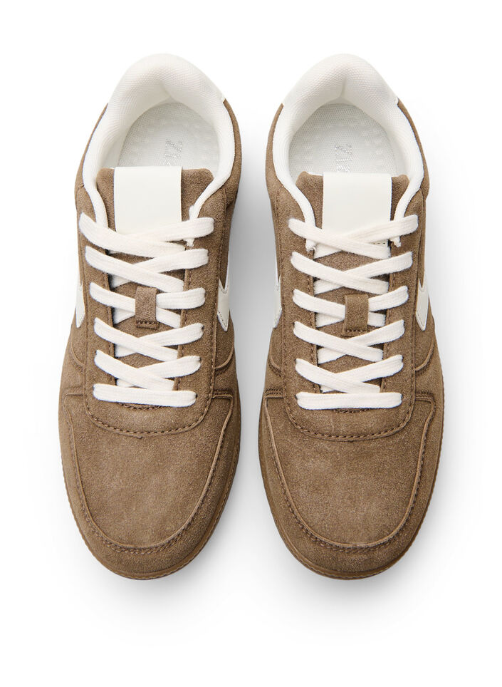 Faux suede sneakers, Brown, Packshot