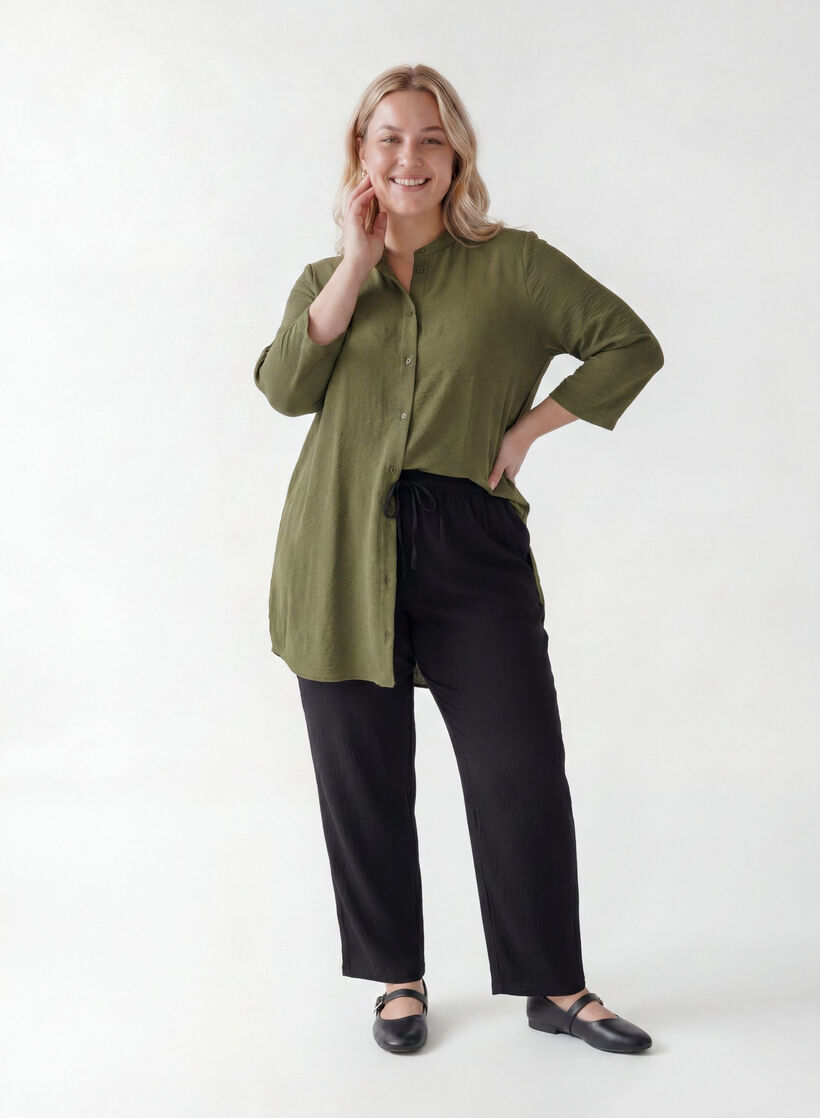 Tunic with 3/4 sleeves, Green, Model image number 1