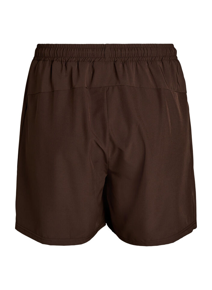 Training shorts with inner shorts and a phone pocket, Brown, Packshot image number 1