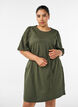 Cotton dress with broderie anglaise sleeves and a tie-waist, Green, Model image number 0