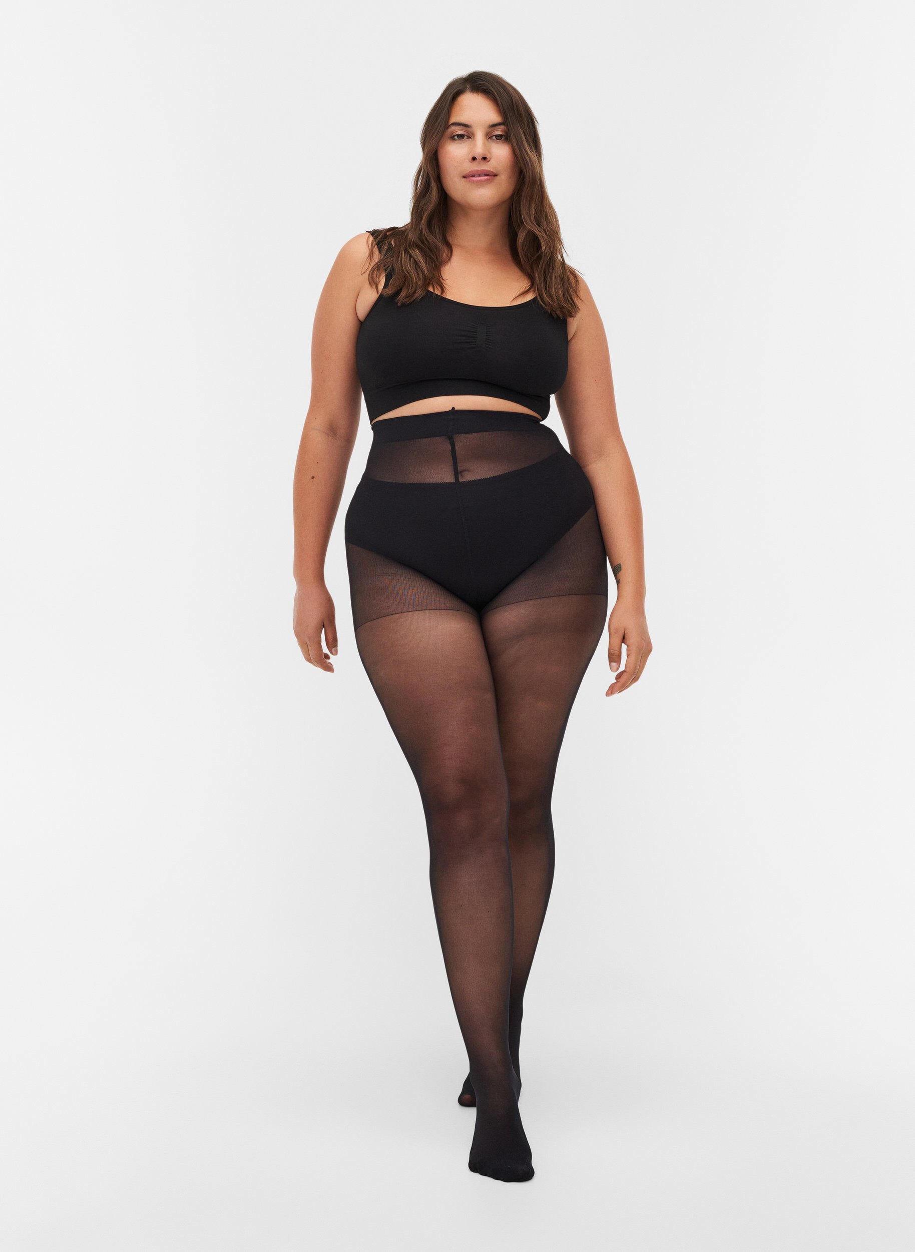 Zizzifashion Run resistant 30 denier tights, Black, Model image number 2