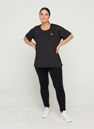 Short-sleeved exercise t-shirt, Black, Model image number 2