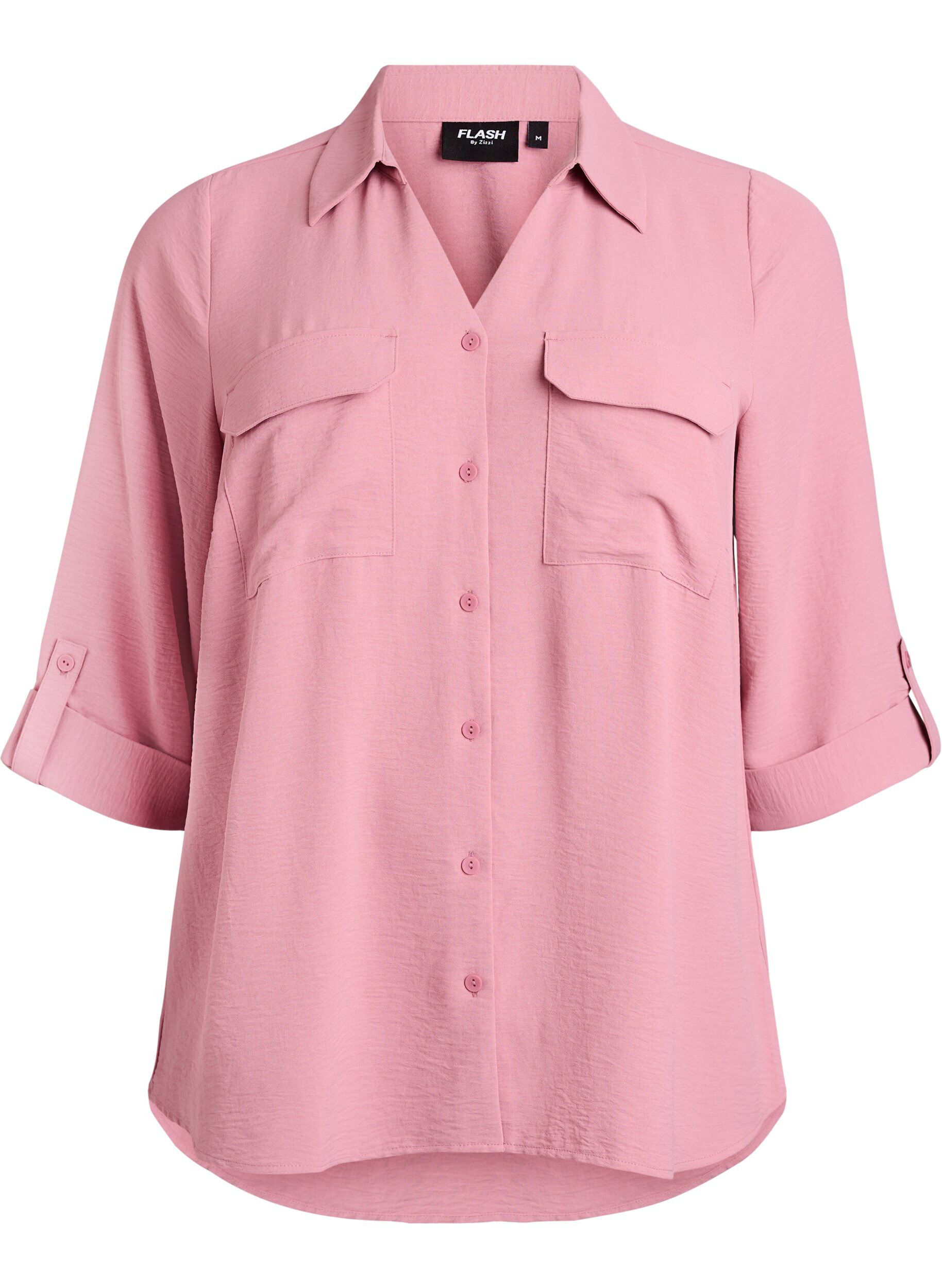Zizzifashion FLASH - Shirt with chest pockets and 3/4 sleeves, Rose, Packshot image number 0