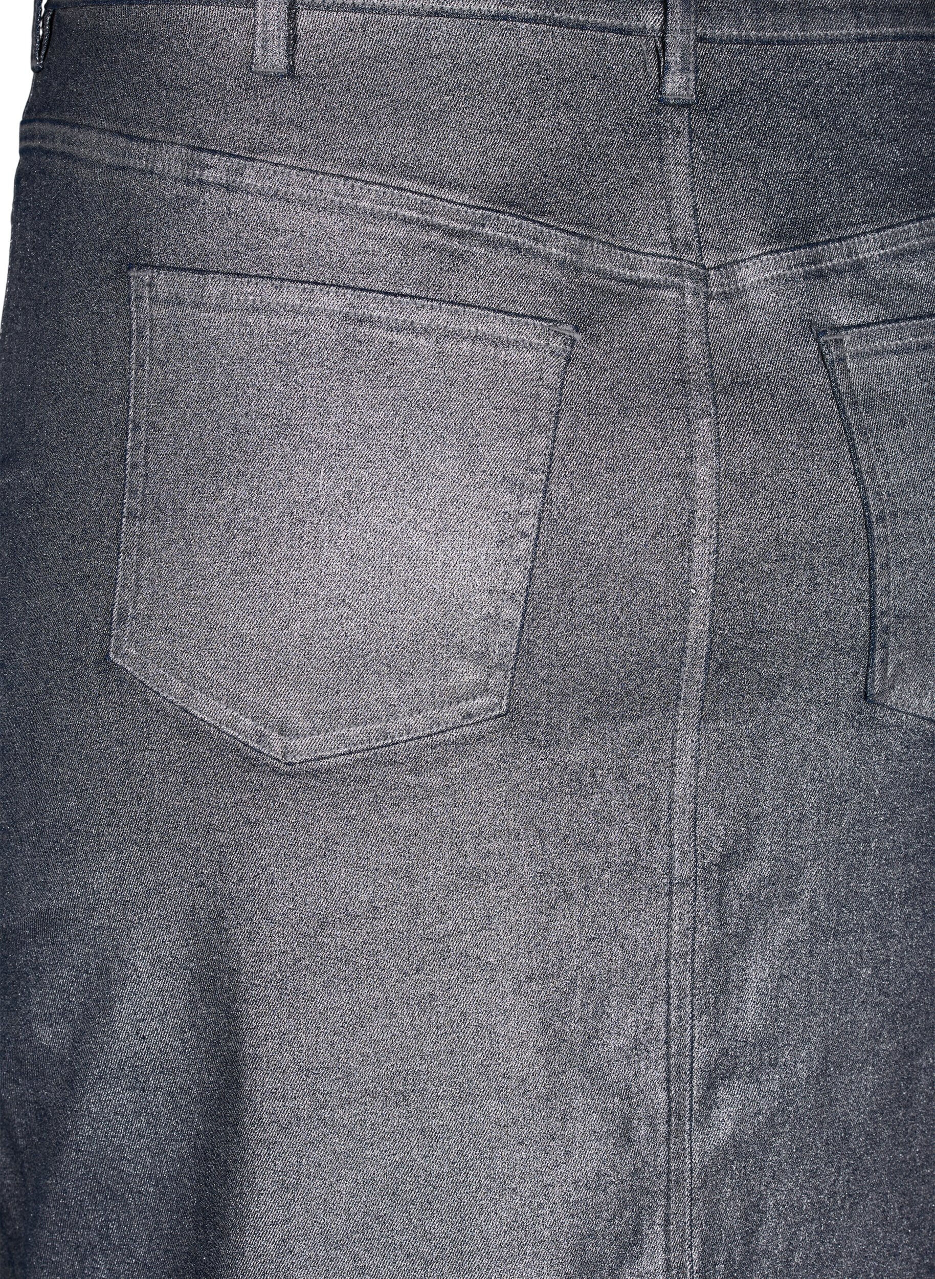 Zizzifashion Silver coated midi skirt, Gun Sliver, Packshot image number 4